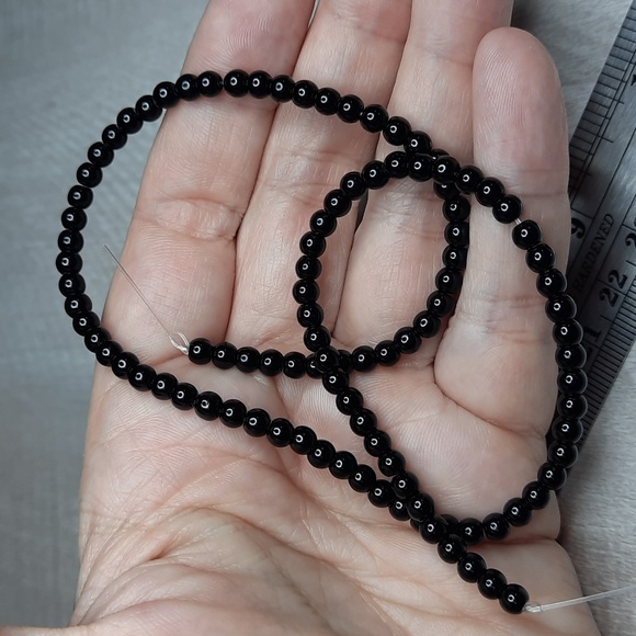 Hand Crafted Other - #3- 4mm Black Glass 15-inch Strand